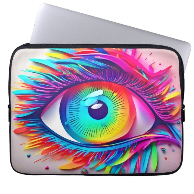 Capa Para Notebook Arte abstrata de olho neon vibrante (Frente)