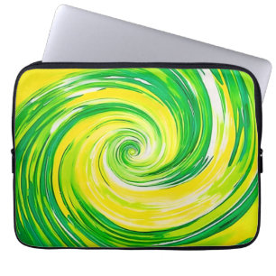 Capa Para Notebook Arte Abstrata Espiral Verde Amarelo