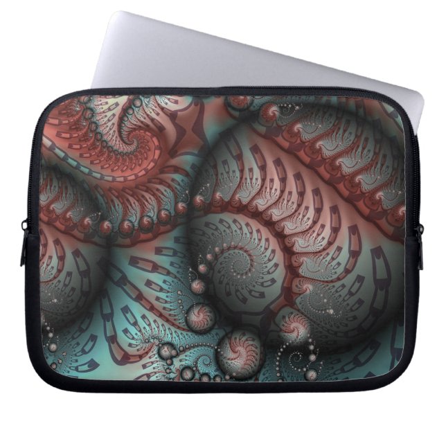 Capa Para Notebook Arte Abstrata Fractal Bolas Marrom Azul (Frente)