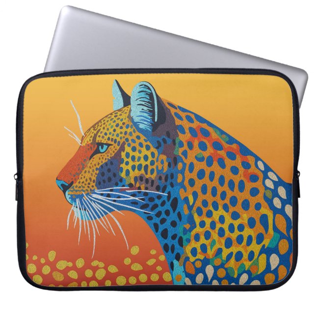 Capa Para Notebook Arte Abstrata Vibrante de Leopardo (Frente)
