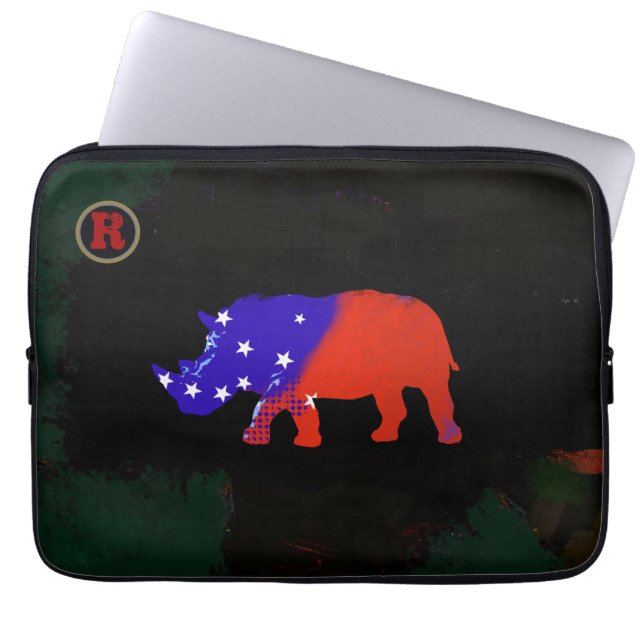 Capa Para Notebook arte animal usa rhino (Frente)