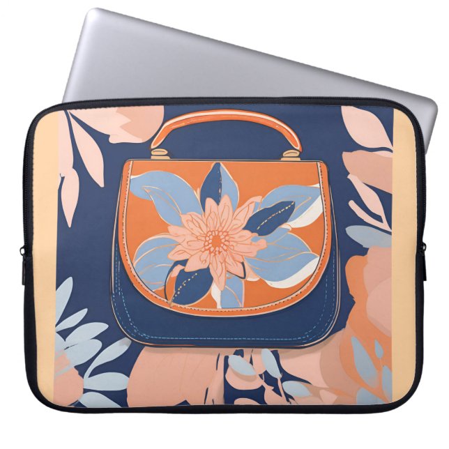 Capa Para Notebook Arte azul-laranja tropical (Frente)