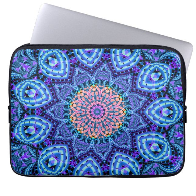 Capa Para Notebook Arte azul ornamentado do caleidoscópio das (Frente)