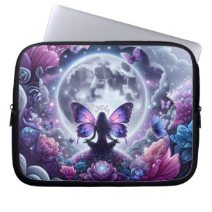 Capa Para Notebook Arte Cósmica da Lua Cheia da Borboleta Zen Mística