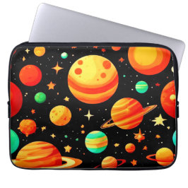 Capa Para Notebook Arte Cósmico de Desenho Animado em Tons Quentes