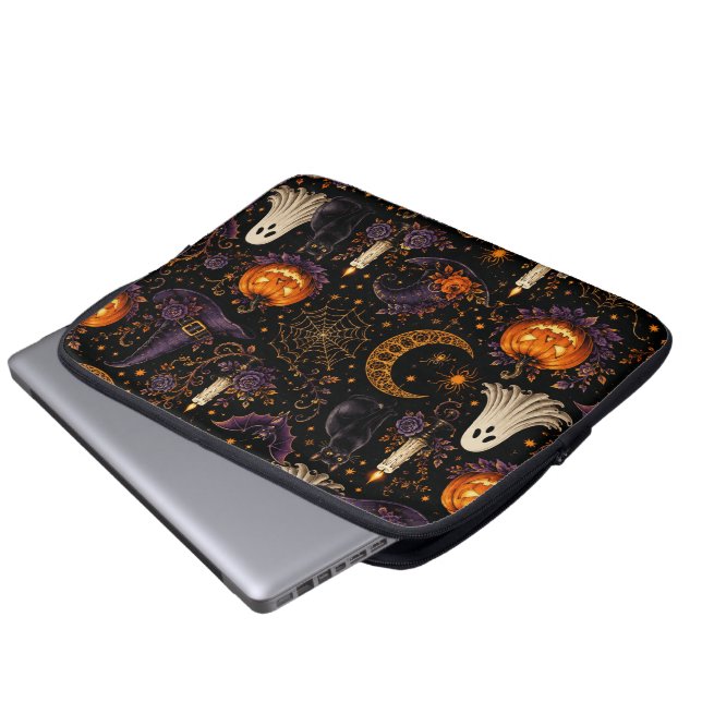 Capa Para Notebook Arte de abóbora e fantasma para noite assustadora  (Frente Inferior)