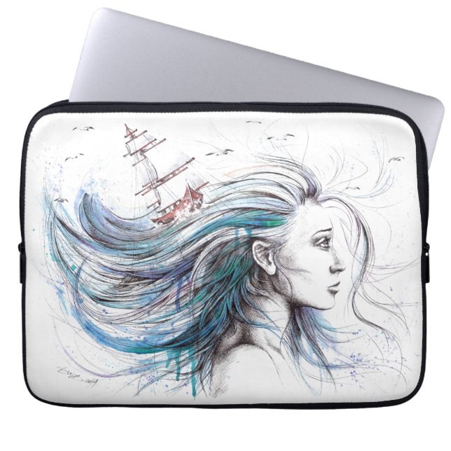 Capa Para Notebook Arte de Aquarela Navegável Náutica (Frente)