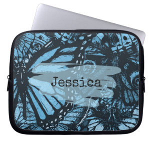 Capa Para Notebook Arte de Borboleta Azul Grunge Abstrata Personaliza