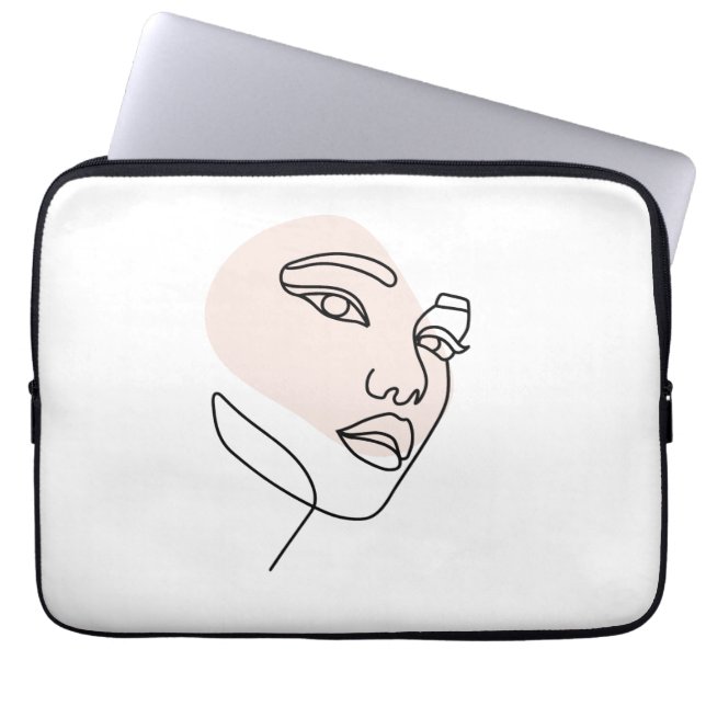 Capa Para Notebook Arte de Desenho de Linha de Rosto de Mulher Abstra (Frente)