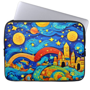 Capa Para Notebook Arte de Estrela Noturna de Desenho Animado