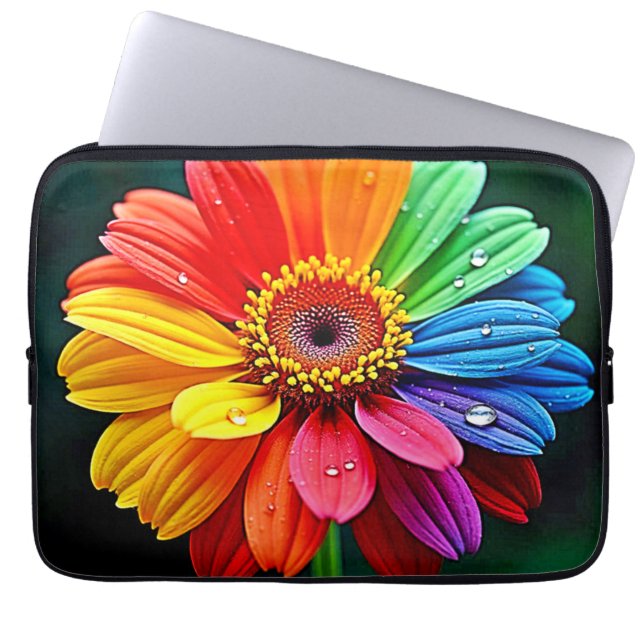 Capa Para Notebook Arte de Flor Pétala Arco-íris (Frente)