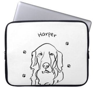 Capa Para Notebook Arte de Linha de Retriever de Ouros Personalizável