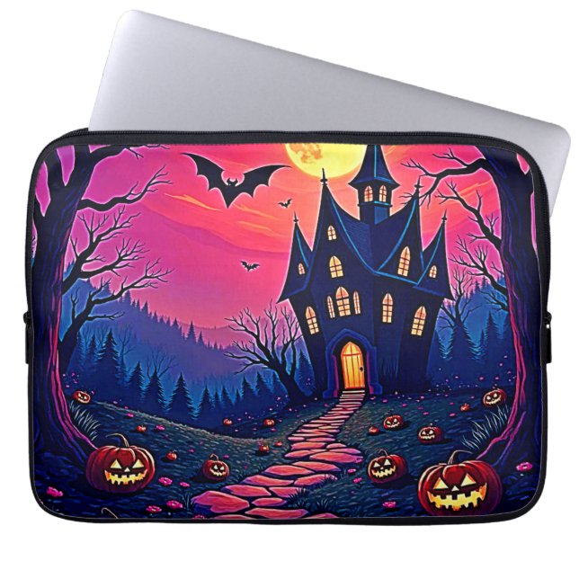 Capa Para Notebook Arte de Mansão Assombrada de Halloween Spooky (Frente)