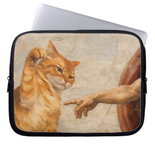 Capa Para Notebook Arte de Meme de Gato Engraçado Criação de Adão com