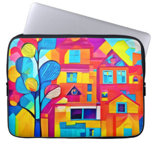 Capa Para Notebook Arte de Paisagem Urbana Vibrante Sonho