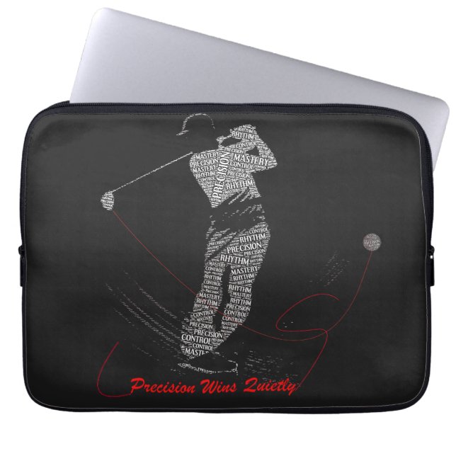 Capa Para Notebook Arte de Palavras de Golfe Vence com Silêncio (Frente)