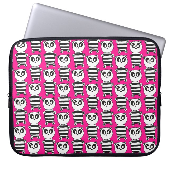 Capa Para Notebook Arte de Panda Preto e Branco Divertida (Frente)