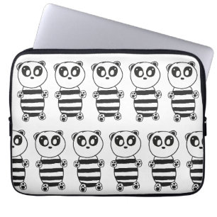 Capa Para Notebook Arte de Panda Preto e Branco Divertida