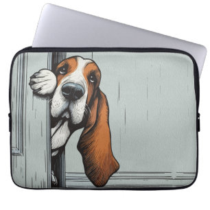 Capa Para Notebook Arte de Parede de Cachorro Basset Hound Adorável