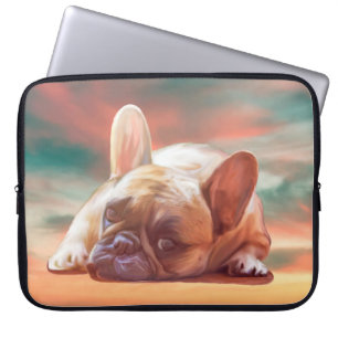 Capa Para Notebook Arte de pintura em aquarela de Bulldog Francês Fof
