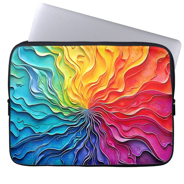 Capa Para Notebook Arte de Redemoinho de Arco-íris Texturizado (Frente)