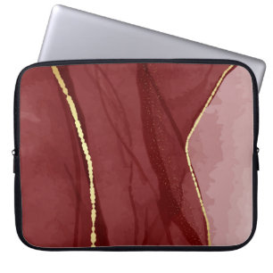 Capa Para Notebook Arte de resina, fundo abstrato de marsala vermelho