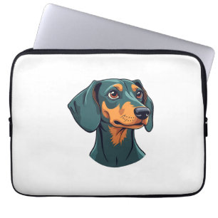 Capa Para Notebook Arte de retrato de Dachshund vintage Ilustração de