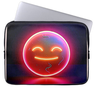 Capa Para Notebook Arte de Rosto Feliz com Brilho Neon
