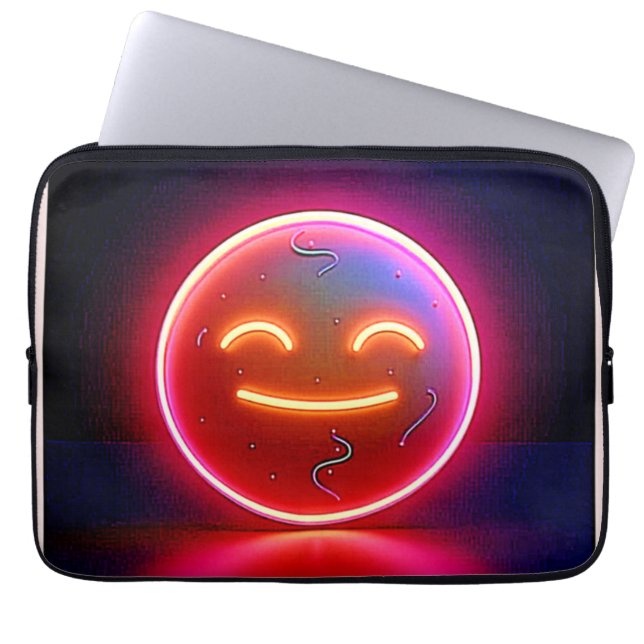 Capa Para Notebook Arte de Rosto Feliz com Brilho Neon (Frente)
