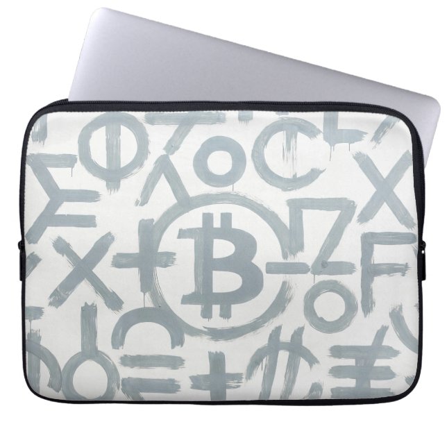 Capa Para Notebook Arte de Rua Bitcoin (Pintura Branca nº 2) (Frente)