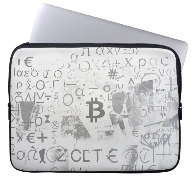 Capa Para Notebook Arte de Rua Bitcoin (Pintura Branca Nº 3) (Frente)