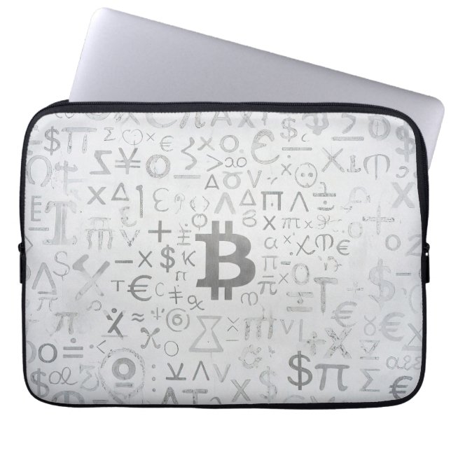 Capa Para Notebook Arte de Rua Bitcoin (Pintura Branca Nº 8) (Frente)