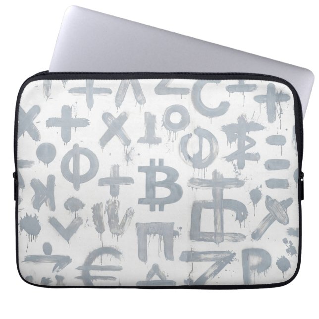 Capa Para Notebook Arte de Rua Bitcoin (Pintura Branca No. 4) (Frente)