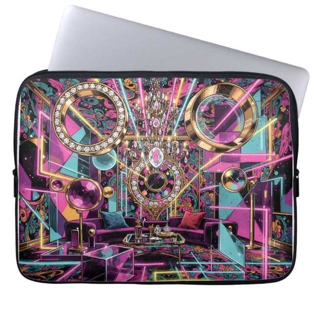 Capa Para Notebook Arte de Salão de Luxo Psicodélico Neon (Frente)