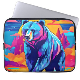 Capa Para Notebook Arte de Urso Vibrante