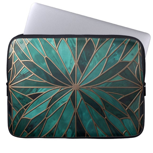 Capa Para Notebook Arte Deco de Luxo com Estrela Geométrica em Ouro (Frente)