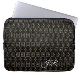 Capa Para Notebook Arte Deco Dourada e Preta Personalizada