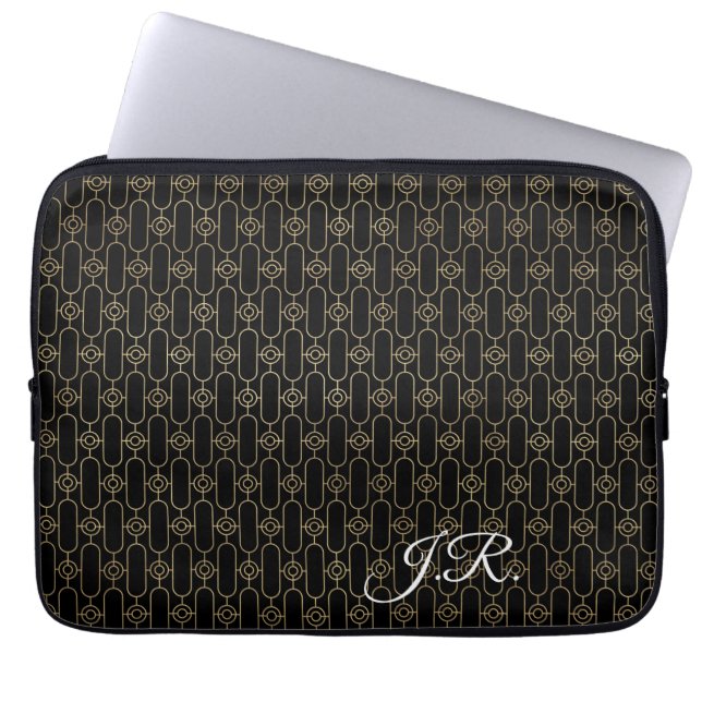 Capa Para Notebook Arte Deco Dourada e Preta Personalizada (Frente)
