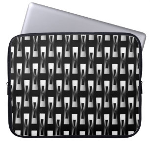 Capa Para Notebook Arte Deco Geométrica Metálica - Prata e Preto