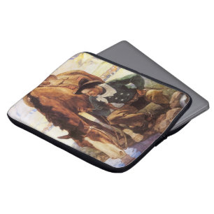 Capa Para Notebook Arte do vintage, vaqueiro que molha seu cavalo por