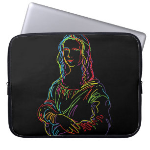 Capa Para Notebook Arte em linha abstrata da Mona Lisa néon