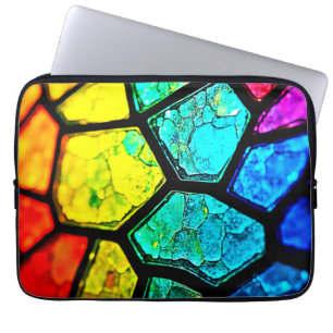 Capa Para Notebook Arte em Vidro Colorido com Arco-Íris Rachado