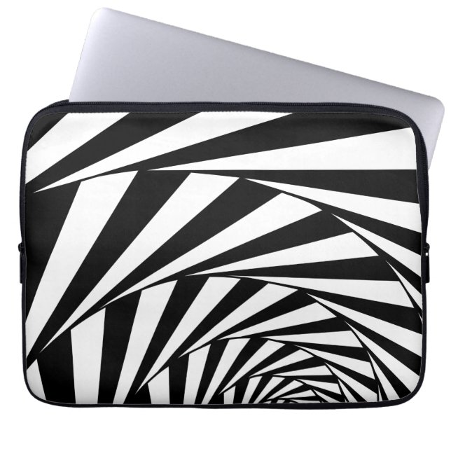 Capa Para Notebook Arte Espiral abstrato a Preto e Branco (Frente)