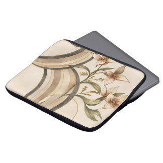 Capa Para Notebook Arte Floral Abstrata Terrosa & Caligrafia Linhas P