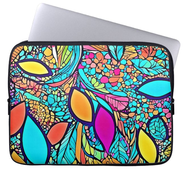 Capa Para Notebook Arte Floral Abstrato Colorida (Frente)