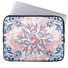 Capa Para Notebook Arte Floral Azul e Rosa, Vida Brilhante