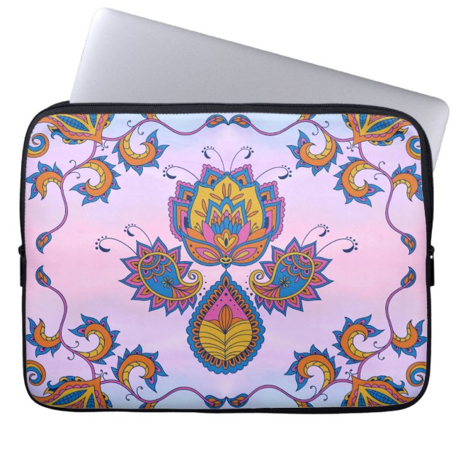 Capa Para Notebook Arte Floral, Blue Bliss (Frente)