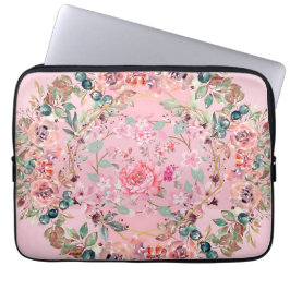 Capa Para Notebook Arte Floral Cor-de-Rosa, Verruga Floral Rosa