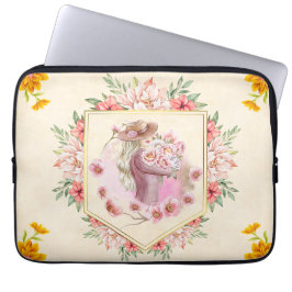 Capa Para Notebook Arte Floral Rosa, Dama da Primavera