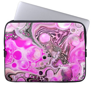 Capa Para Notebook Arte Fluida Rosa e Preta